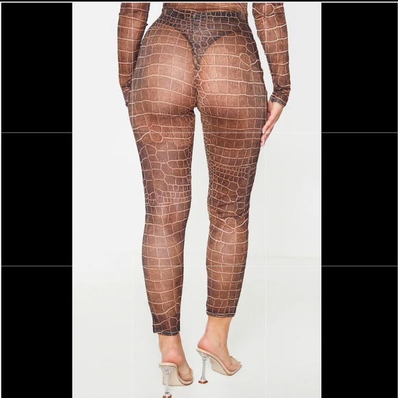 Brown Croc Mesh Leggings - Picture 2 of 4